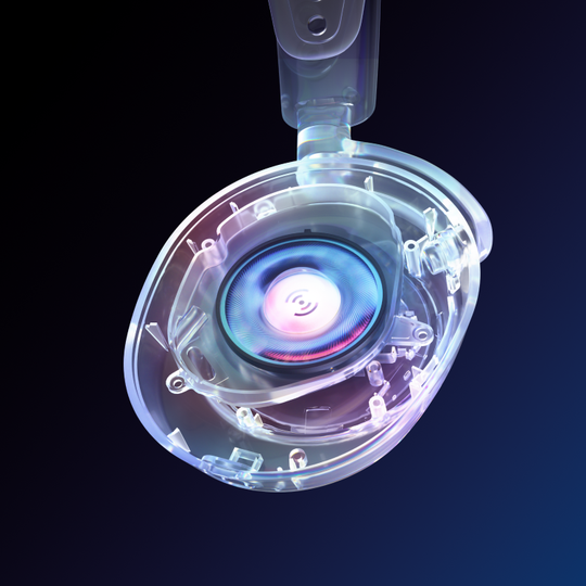 A close up look inside the drivers of the Arctis Nova 1 headset.